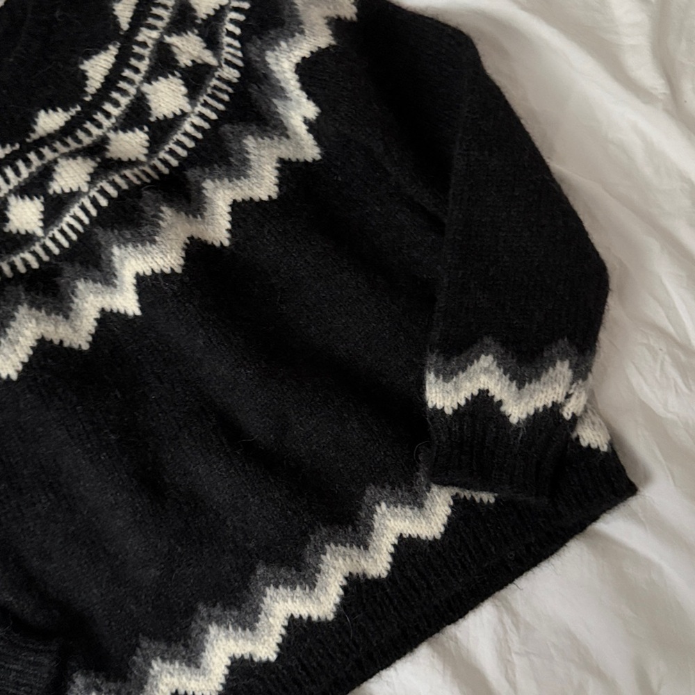 Nili Lotan Black and Cream Chevron Sweater - Picture 3 of 6